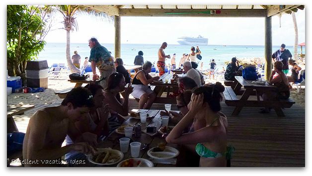 eating lunch at Princess Cays